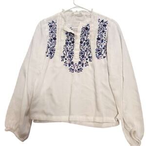 Sfera embroidered lantern sleeve blouse